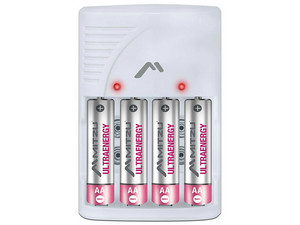 Cargador de Pilas MC-700, Compatible con AA, AAA y 9V, Incluye 4 Pilas Recargables Ni-MH/Ni-CD.
