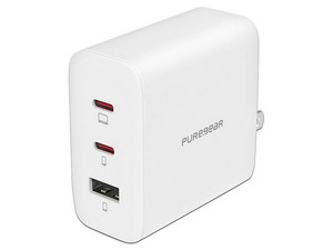 Cargador PureGear 72W, GaN, USB-C, 3 Puertos, Universal para Laptop y Móvil.