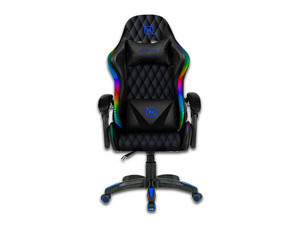 Silla Gamer Necnon NSG-RGB-1 RGB, inclinación ajustable, Soporte Lumbar. Color Negro/Azul.