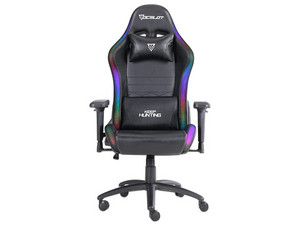 Silla Gamer Ocelot RGB, Base Ajustable, Descansa Brazos 4D, Cojín Lumbar, Color Negro. Incluye Teclado Mecánico Gamer y Mousepad.