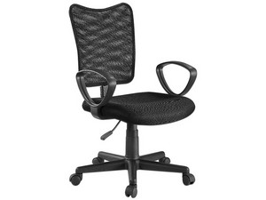 Silla para oficina Ergo 1410, Altura ajustable, Tela con respaldo en malla, Color Negro.