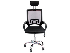 Silla Para Oficina MODAMOB LYRA, Reposabrazos, Cabecera y respaldo de maya, Elevación y disminución de altura, 5 llantas, Base metálica, Color Negro.