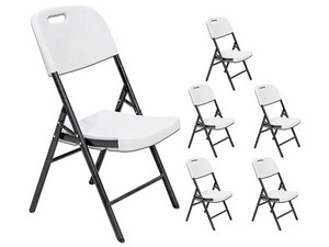 Silla Plegable MODAMOB Forza ZL-D53-50, Soporta Hasta 140 Kg. Paquete con 6 Piezas. Color Blanco.