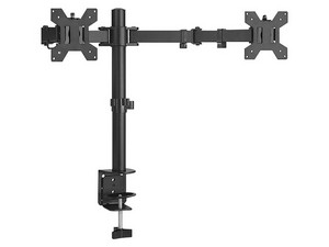Soporte para monitor Getttech GWM-DT232-01 para colocar sobre escritorio, hasta 2 pantallas planas de 13" a 32". Color Negro