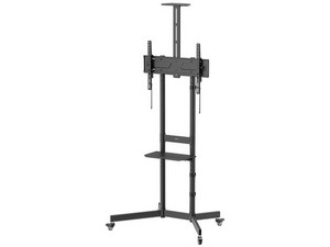 Soporte para TV Tipo Carro Manhattan 462716, Pantallas de 37" a 70", Soporta Hasta 70 Kg, Ruedas con Frenos. Color Negro.