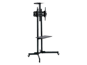 Soporte de Piso Doble Poste Redleaf RLPD-3265, Compatible con TVs de 32" a 70", Inclinación de 15°, Capacidad de 50 kg.
