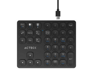 Teclado Numérico Acteck Inspire Pad Pro TN480, Bluetooth, Receptor USB, Batería Recargable, Color Negro.