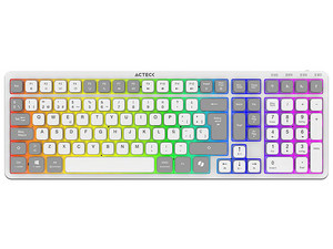 Teclado Inalámbrico Acteck Techno PRO TI790 RGB, Conexión USB, 2.4Mhz, Bluetooth. Color Blanco