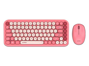Kit de Teclado y Mouse Acteck Creator Chic K-Colors MK480, Receptor USB, Color Rosa.
