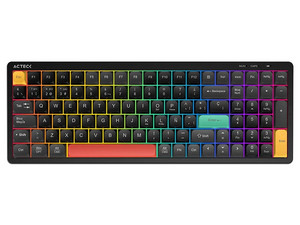 Teclado Gamer inalámbrico Acteck Techno Core TA780 Elite, Retroiluminado RGB, Bluetooth, Receptor USB, USB Tipo C. Color Negro. (Versión en Español).
