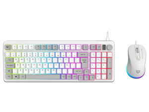Kit Teclado y Mouse Balam Rush Squad Conquest KG515, USB, Iluminación RGB, Teclado Español, Mouse Óptico. Color Blanco.