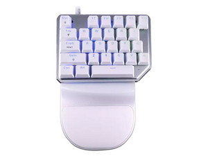 Teclado Mecánico Gamer Batauro Nelore NRL-100-PBL, de Una Mano, con Reposa Muñecas, Retroiluminado. Color Blanco.