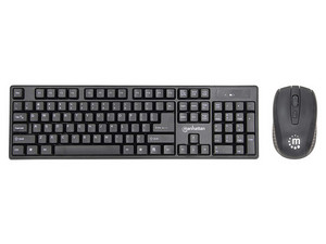 Kit de Teclado y Mouse Óptico Manhattan 178990, Receptor USB, Color Negro.