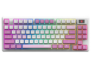 Teclado Gamer MSI Forge GK600 TKL, Wireless, Inalámbrico, USB-C 2.0, Bluetooth, LCD, Mecánico, RGB, Color Blanco.