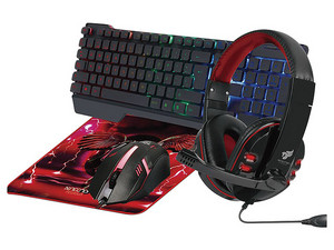 Kit Gamer Necnon NGC-PEGASUS, Audífonos Tipo Diadema con Micrófono, Teclado con Iluminación LED, Mouse de 1000 dpi, Mouse Pad Color Rojo.