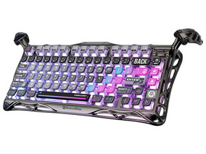 Teclado Gamer Mecánico GravaStar Mercury K1 Pro, Inalámbrico, Retroiluminado RGB, Bluetooth, Receptor USB, USB Tipo C. Color Negro Cyberpunk. (Versión en Ingles).