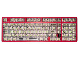Teclado Mecánico Inalámbrico HotBell Firestrike Pro RGB, Bluetooth, Receptor USB, USB. Color Rojo y Negro. (Versión en Inglés).