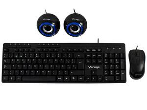 Kit Multimedia 3 en 1 Vorago 104 de Teclado Multimedia, Mouse Óptico y Bocinas.