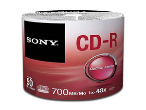 Paquete de 50 CD-R Sony de 700MB, 48x.
