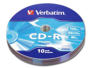 Paquete de 10 CD-R Verbatim de 700mb/80min, 52x.