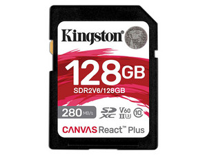 Memoria Kingston React Plus SDXC UHS-II U3 de 128 GB, V60, Clase 10.