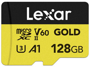 Tarjeta microSDXC Lexar Profesional ORO de 128GB, UHS-II, C10, U3, V60, FULL-HD & 4K Video.
