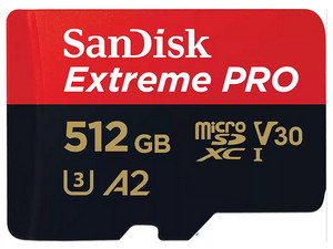 Memoria SanDisk Extreme Pro MicroSDXC UHS-I U3 de 512 GB.