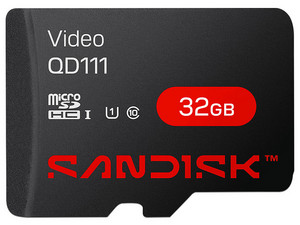 Memoria MicroSDHC Sandisk QD111 de 32GB, Clase 10, U1, Especializada para Videovigilancia.