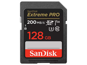 Memoria Sandisk Extreme Pro SD UHS-I U3 V30 de 128GB, Clase 10.