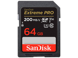 Memoria SanDisk Extreme Pro SD UHS-I U3 de 64GB, Clase 10.