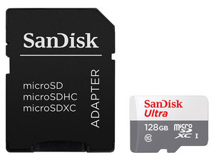 Memoria SanDisk Ultra MicroSDXC UHS-1 U1 de 128 GB, Clase 10. (Con Adaptador).