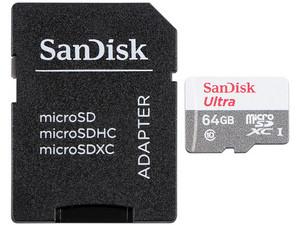 Memoria Micro SD 64GB Sandisk CL10 con adaptador a SD SDSQUAR-064G-GN6MA
