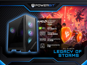 PC Gamer Powerbit Legacy of Storms:
CPU AMD Ryzen 7 5700 (hasta 4.6 GHz),
RAM de 32GB DDR4,
M.2 de 512GB,
Disco Duro de 1TB,
NVIDIA GeForce RTX 5060 Ti,
Wi-Fi, Bluetooth,
Fuente de 750W 80 PLUS Bronze,
S.O. Windows 11 Home (Versión de Prueba) PC Gamer Powerbit Legacy of Storms:
CPU AMD Ryzen 7 5700 (hasta 4.6 GHz),
RAM de 32GB DDR4,
M.2 de 512GB,
Disco Duro de 1TB,
NVIDIA GeForce RTX 5060 Ti,
Wi-Fi, Bluetooth,
Fuente de 750W 80 PLUS Bronze,
S.O. Windows 11 Home (Versión de Prueba)