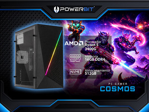 PC Gamer Powerbit Cosmos:
Procesador AMD Ryzen 5 3400G (hasta 4.2 GHz),
Memoria de 16GB DDR4,
SSD de 512GB,
Video Radeon RX Vega 11 Graphics,
S.O. Windows 11 Home (Versión de Prueba). PC Gamer Powerbit Cosmos:
Procesador AMD Ryzen 5 3400G (hasta 4.2 GHz),
Memoria de 16GB DDR4,
SSD de 512GB,
Video Radeon RX Vega 11 Graphics,
S.O. Windows 11 Home (Versión de Prueba).