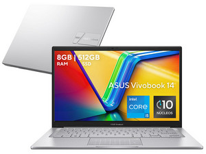 Laptop ASUS VivoBook F1404VA-NK1055X:
Procesador Intel Core i5 1334U (hasta 4.6 GHz),
Memoria de 8GB DDR4,
SSD de 512GB,
Pantalla de 14" LED Full HD (1920 x 1080),
Video UHD Graphics,
S.O. Windows 11 Pro