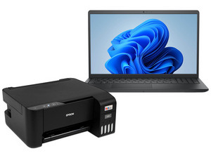 Laptop DELL LDC15255: 
Procesador AMD Ryzen 5 7530U (hasta 4.5 GHz), 
Memoria de 8GB DDR4, 
SSD de 512GB, 
Pantalla de 15.6" LED Multi-Touch,
Radeon Graphics, 
S.O. Windows 11 Home. 
Teclado Versión en Inglés.
Multifuncional Epson EcoTank L3210.