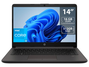 Laptop HP 240R G9: 
Procesador Intel Core i3 1315U (hasta 4.5 GHz), 
Memoria de 16GB DDR4, 
SSD de 512GB, 
Pantalla de 14
