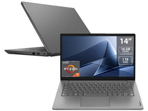 Laptop Lenovo V14 Gen 4: 
Procesador AMD Ryzen 7 7730U (hasta 4.5 GHz), 
Memoria de 16GB DDR4, 
SSD de 1TB, 
Pantalla de 14" LED Full HD (1920 x 1080), 
Video Radeon Graphics, 
S.O. Windows 11 Pro.