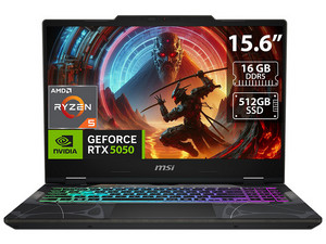 Laptop MSI CYBORG A15 AI B2HW:
Procesador AMD Ryzen 5 240 (hasta 5 GHz),
Memoria de 16GB DDR5,
SSD de 512GB,
Pantalla de 15.6" LED,
Video GeForce RTX 5050,
S.O. Windows 11 Home. Incluye Mochila