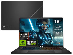 Laptop Gamer MSI STEALTH A16 AI+: 
Procesador AMD Ryzen AI 9 365 (hasta 5.0 GHz), 
Memoria de 32GB DDR5, 
SSD de 1TB, 
Pantalla de 16" LED, 
Video NVIDIA GeForce RTX 5070 TI, 
S.O. Windows 11 Home. 
Teclado Versión en Inglés.