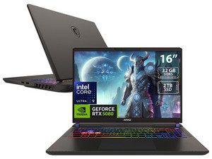 Laptop Gamer MSI Vector 16 HX AI: 
Procesador Intel Core Ultra 9 275HX (hasta 5.4 GHz), 
Memoria de 32GB DDR5, 
SSD de 2TB, 
Pantalla de 16" LED 2560 x 1600, 240Hz,
Video NVIDIA GeForce RTX 5080, 
S.O. Windows 11 Pro,
Teclado en Inglés