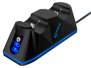 Soporte 4Gamers UGS-V1 de carga doble, para PlayStation 5. Color Negro.
