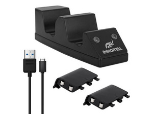 Cargador Dual Xbox IMMORTAL IMGXBC3, 5VCC y 2A, Color Negro.