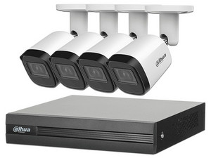 Kit de Videovigilancia Dahua DH-KIT/XVR1B04H-I/4-B2A51N-U-0280B-S2, Incluye 1 DVR de 4 canales, 4 Cámaras Dahua B2A51N-U, (No Incluye Disco Duro), Color Negro.