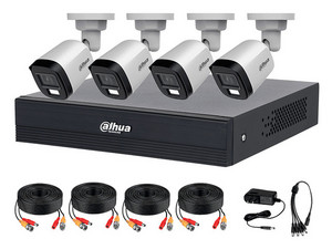 Kit de Videovigilancia Dahua DHI-KIT/XVR1B04-I/T/4-B2A21N-U-IL-A-0280B, DVR DH-XVR1B04-I/T de 4 Canales 1080p Lite, H.265+, 4 Cámaras Tipo Bala HAC-B2A21N-U-IL-0280B de 2MP (1080p), Lente de 2.8mm, IR de Hasta 30m.