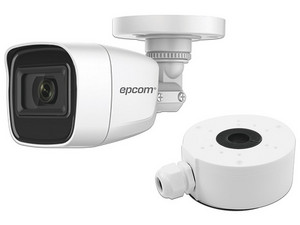Cámara de Vigilancia IP Tipo Bala Epcom B8TURBOG2P/A/XPS de 2MP (1920 x 1080), IR Hasta 25m, Color Blanco, Incluye Caja de Conexiones Plástica para Instalación.