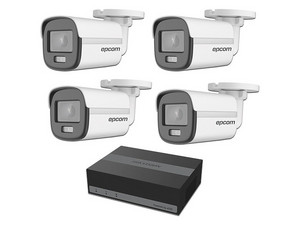 Kit de Videovigilancia Epcom EKIT04CV/A, 1 DVR de 4 Canales, 4 Cámaras ...