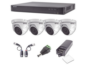 Kit de Vigilancia Epcom KEVTX8T4EW, DVR de 4 canales hasta 4MP, 4 Cámaras Eyeball de 2MP (1920 x 1080), Fuente de Poder Profesional, 4 transceptores y 4 conectores.
