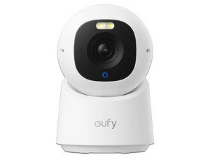 Cámara Tipo Domo PTZ Eufy E30 de 8MP (3840 x 2160), Compatible con Amazon Alexa y Google Assistant, Wi-Fi, Audio Bidireccional, Ranura MicroSD, IR hasta 10m, Uso Interior. Color Blanco.