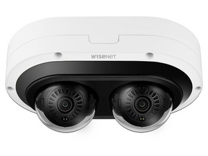 Cámara De Vigilancia Tipo DomoHanwha Techwin Wisenet PNM-12082RVD, Lente Dual de 6MP, IR hasta 25m, IP67, IK10.